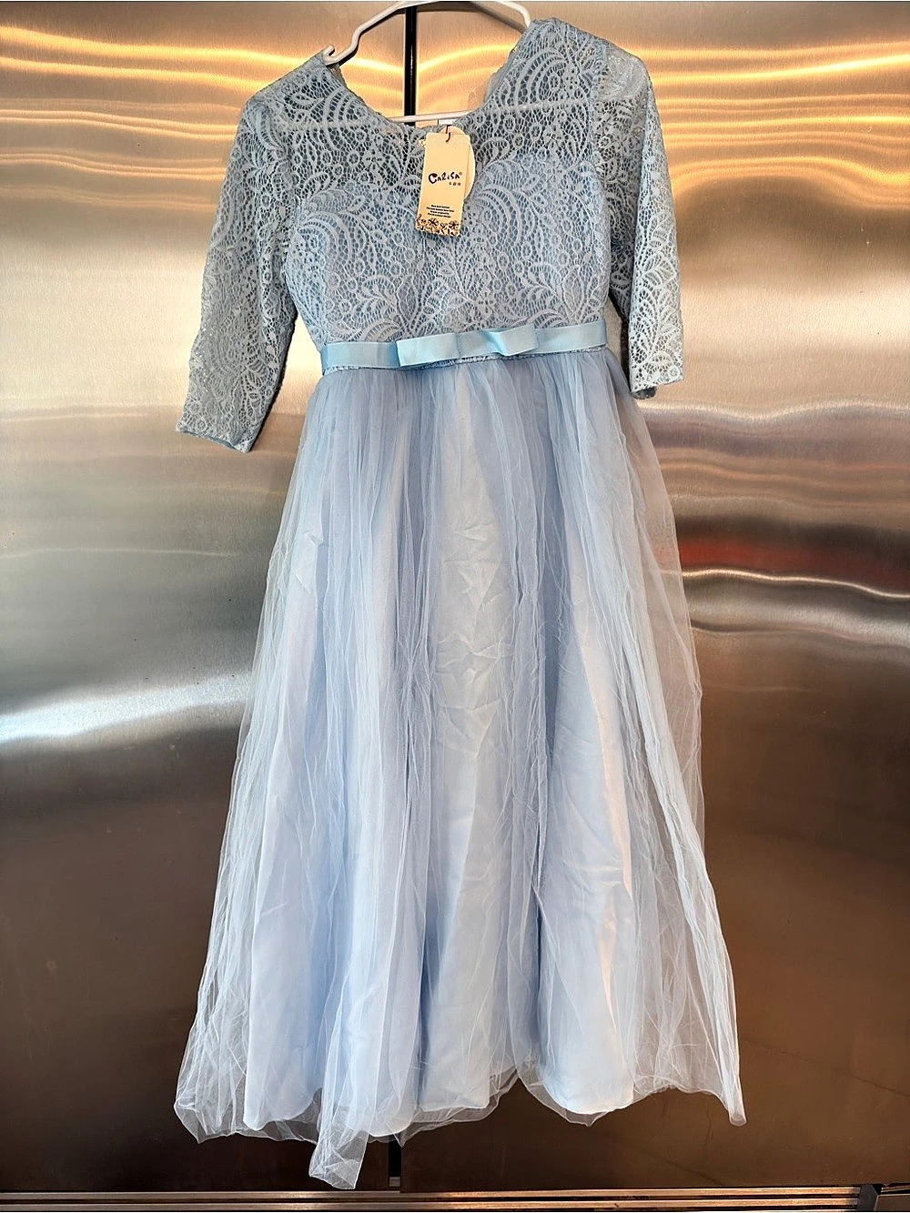 Carisa Girls Blue Lace Tulle Formal Dress NWT Size Small/medium